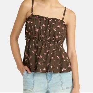 No Boundaries Woven Ruffle Top, Women’s